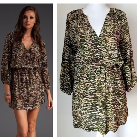 Joie Brown Molly Animal Print Night Out Dress Size M - Picture 1 of 9